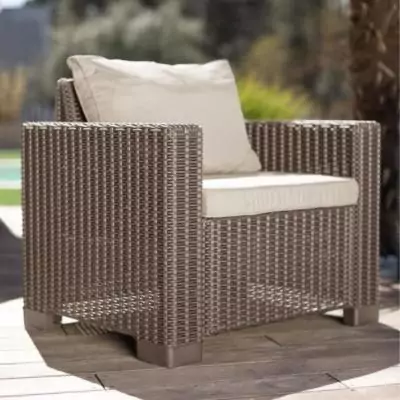Salon de jardin en résine imitation rotin tressé - Allibert by KETER - MOOREA - Cappuccino Salon de jardin en résine imitation rotin tressé - Allibert by KETER - MOOREA - Cappuccino