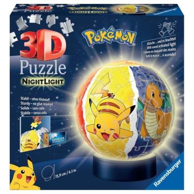 Puzzle 3D Ball illuminé Pokémon - Ravensburger - 72 pièces - Socle lumineux
