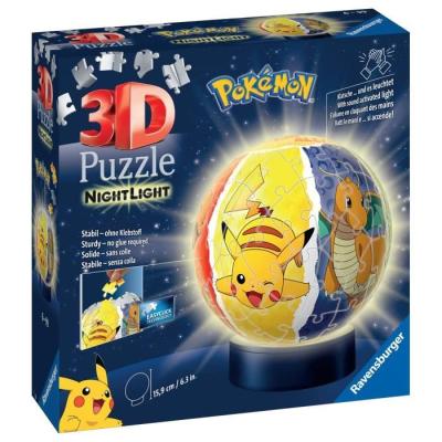 Puzzle 3D Ball illuminé Pokémon - Ravensburger - 72 pièces - Socle lumineux