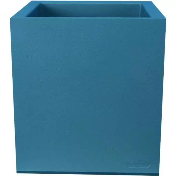 Bac a fleurs carré RIVIERA GRANIT - Plastique - 39,5X39,5X44,5 cm - Bleu