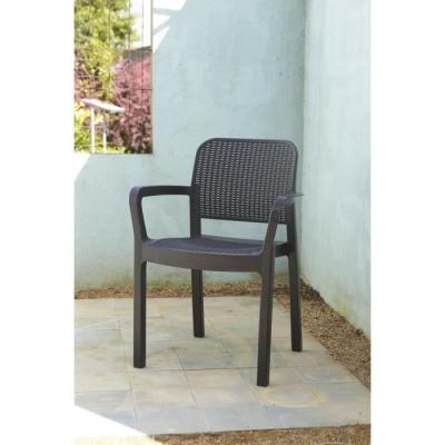 Ensemble de 6 fauteuils de jardin en résine gris graphite - Allibert