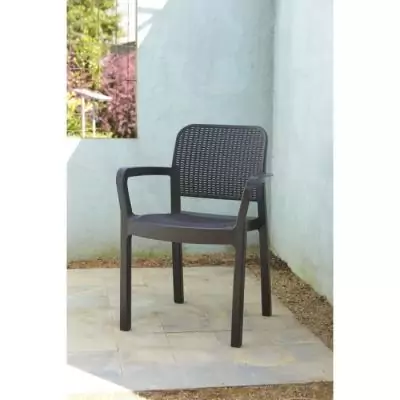 Ensemble de 6 fauteuils de jardin en résine gris graphite - Allibert Ensemble de 6 fauteuils de jardin en résine gris graphite - Allibert