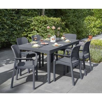 Ensemble de 6 fauteuils de jardin en résine gris graphite - Allibert