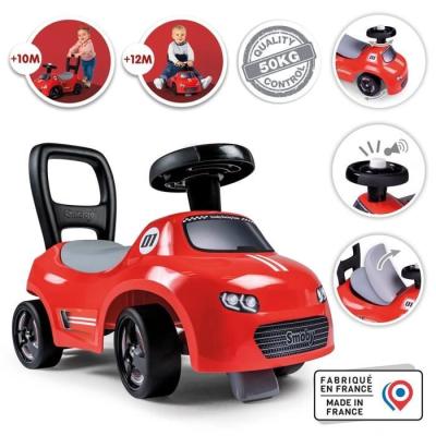 Porteur enfant 2 en 1 Smoby - Auto Rouge - Fabrication française