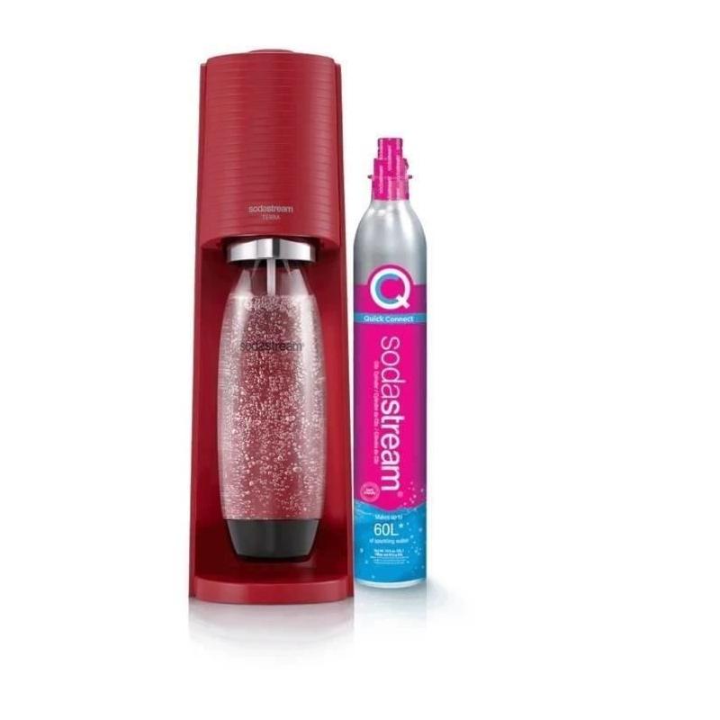 Machine à eau pétillante SODASTREAM - Rouge Terra - Avec recharge gaz 60L
