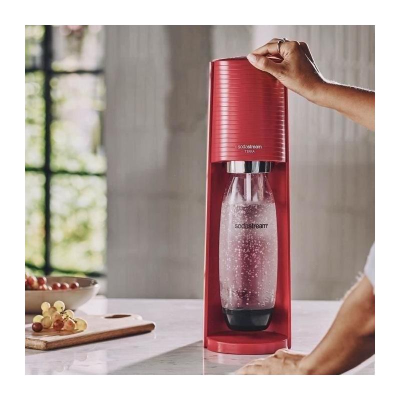 Machine à eau pétillante SODASTREAM - Rouge Terra - Avec recharge gaz 60L
