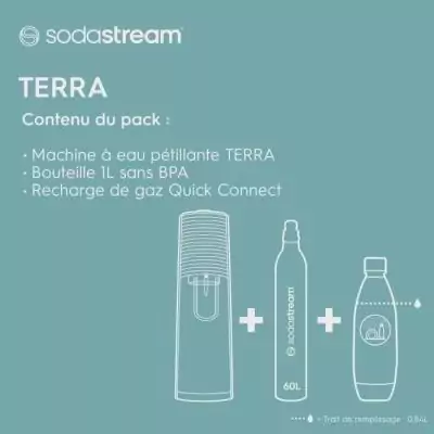 Machine à eau pétillante SODASTREAM - TERRA Bleu - Kit pratique
