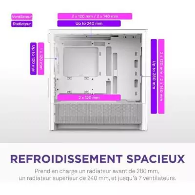 Boitier moyen-tour micro-ATX - NZXT - CC-H31FW-01 - H3 Flow - Blanc - Airflow remarquable - Support GPU grand format