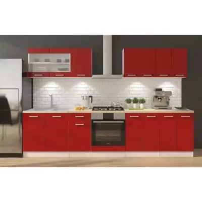 ULTRA Cuisine avec Meuble Four et Plan de Travail Inclus - Rouge mat