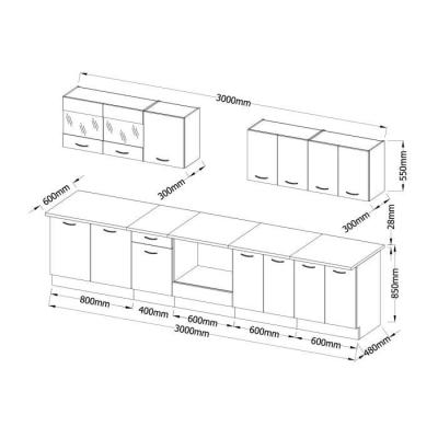 ULTRA Cuisine avec Meuble Four et Plan de Travail Inclus - Rouge mat
