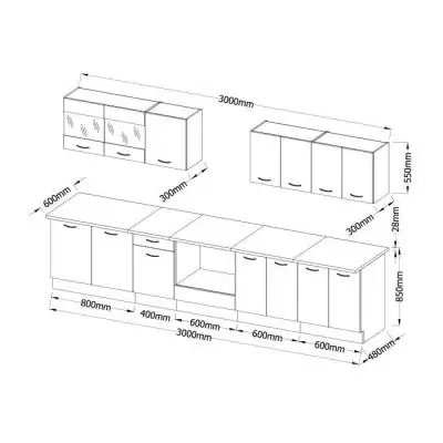 ULTRA Cuisine avec Meuble Four et Plan de Travail Inclus - Rouge mat