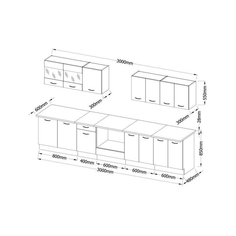 ULTRA Cuisine avec Meuble Four et Plan de Travail Inclus - Rouge mat