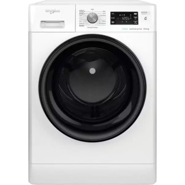 Lave-linge séchant WHIRLPOOL PFFWDB864349BVFR - 8 / 6 kg - Induction - L60cm - 1400 trs/min - Blanc