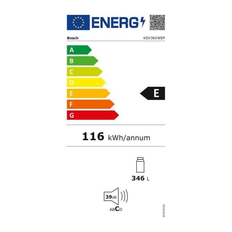 Bosch Serie 4 KSV36VWEP réfrigérateur Pose libre 346 L E Blanc
