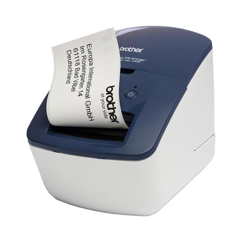 Étiqueteuse professionnelle Brother QL-600 bleue - Compacte pour petites entreprises