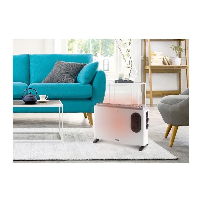 Chauffage Convecteur DOMO + Radiateur Mobile 2000W Blanc