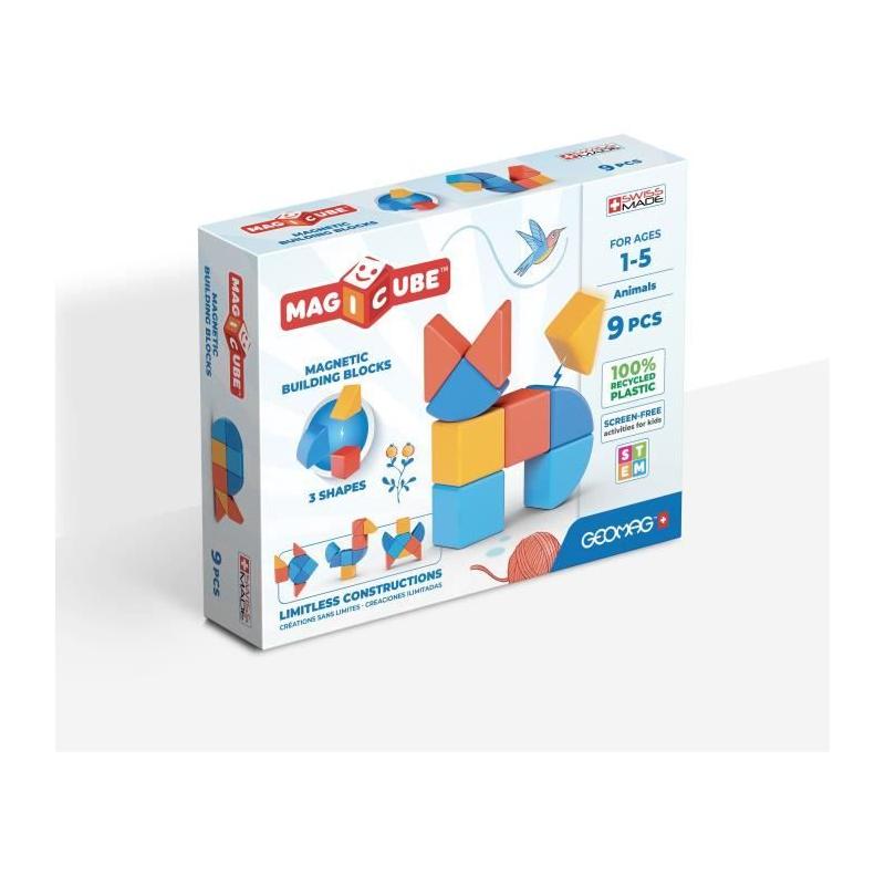 Jeu d'assemblage magnétique GEOMAG - Magicube Animaux - 9 pièces