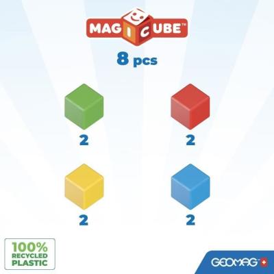 Jeu de construction magnétique recyclé - GEOMAG Magicube - 8 pièces