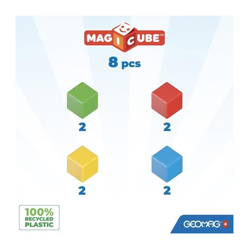 Jeu de construction magnétique recyclé - GEOMAG Magicube - 8 pièces
