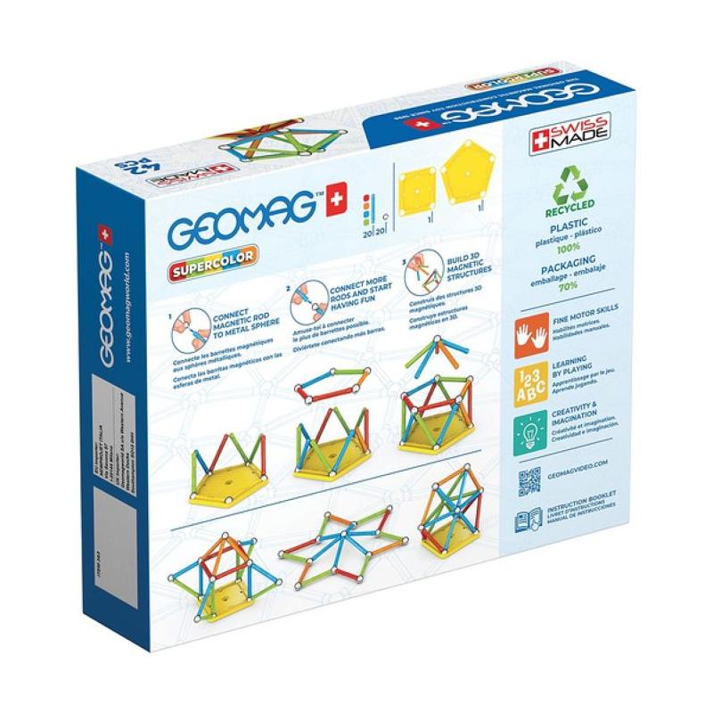 Assemble et crée avec Geomag Super Color Recycled 42 pièces!
