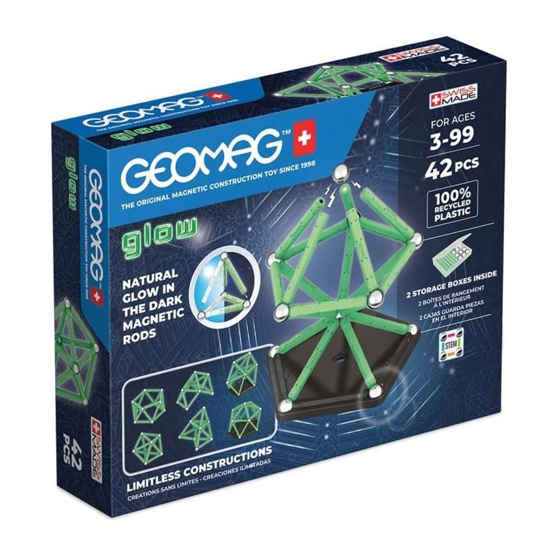 Coffret de Construction GEOMAG Glow Recycled - 42 Pièces Luminescentes