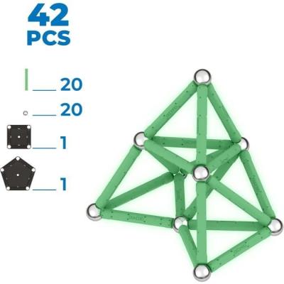 Coffret de Construction GEOMAG Glow Recycled - 42 Pièces Luminescentes