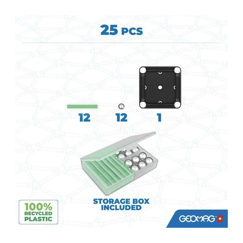 Coffret de construction GEOMAG Glow Recycled 25 pièces - Luminescent
