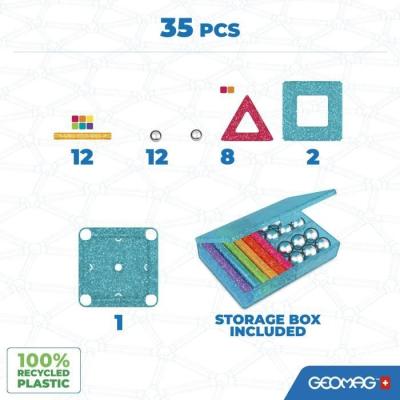 Coffret de construction GEOMAG Glitter Panels - 35 pièces