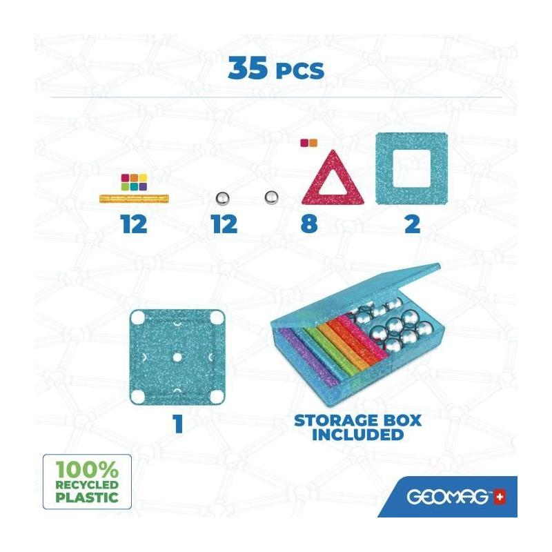 Coffret de construction GEOMAG Glitter Panels - 35 pièces