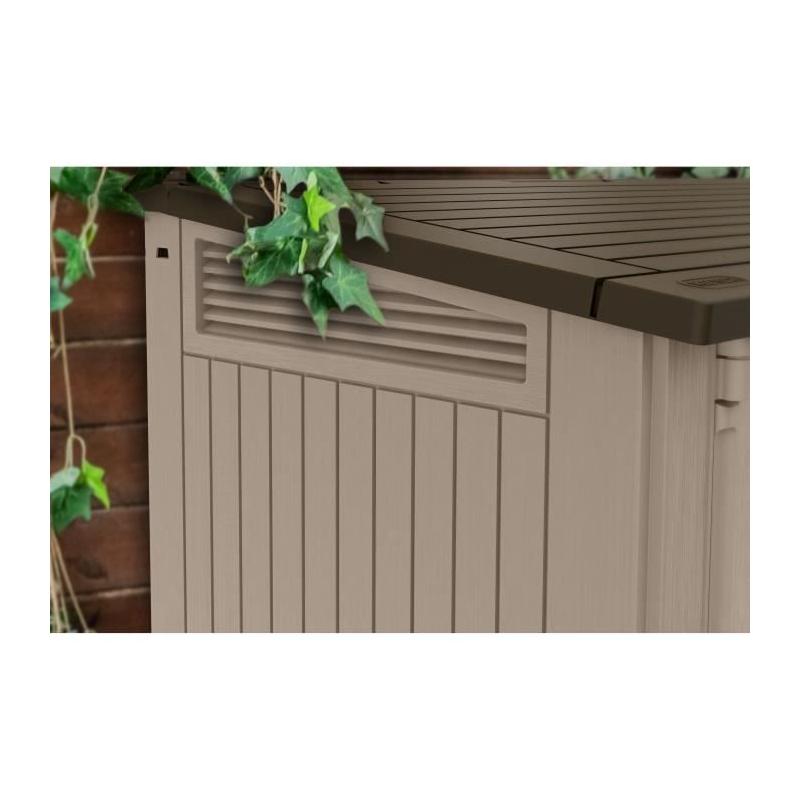Coffre de rangement extérieur KETER 880L Beige et marron - Malle de jardin