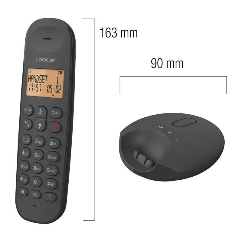 Téléphone fixe sans fil LOGICOM DECT ILOA 255T DUO - Noir - Avec répondeur