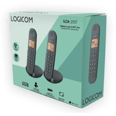 Téléphone fixe sans fil LOGICOM DECT ILOA 255T DUO - Noir - Avec répondeur