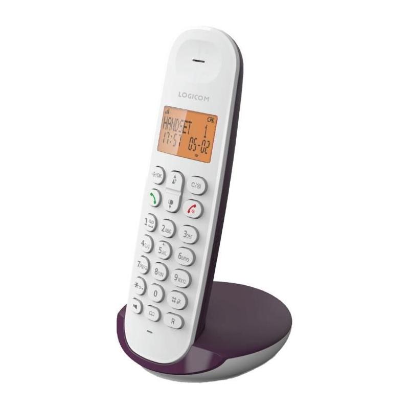 Téléphone sans fil LOGICOM DECT ILOA 150 Aubergine - Compact et élégant