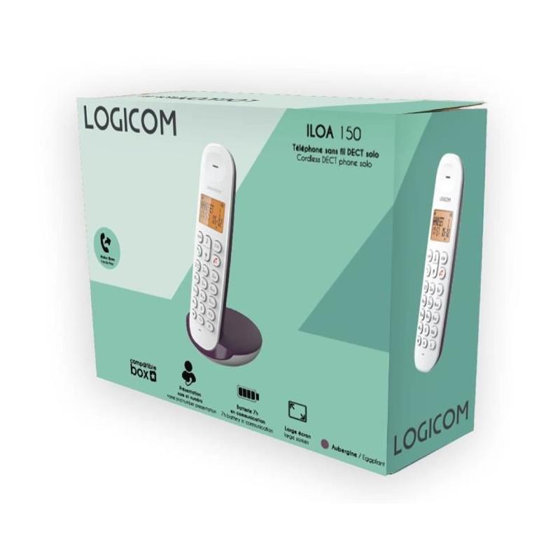 Téléphone sans fil LOGICOM DECT ILOA 150 Aubergine - Compact et élégant