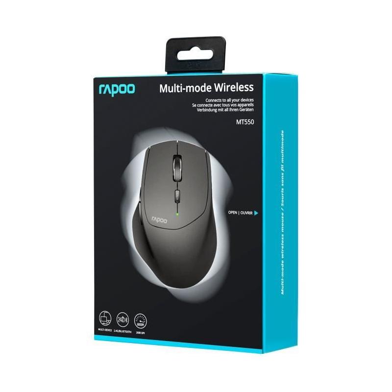Souris sans fil Rapoo MT550 Noir - Compacte et performante