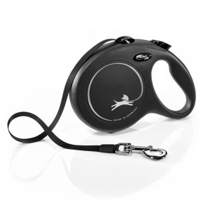 Laisse New Classic L Tape 8 m noir Flexi - Pratique et robuste