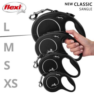 Laisse New Classic L Tape 8 m noir Flexi - Pratique et robuste