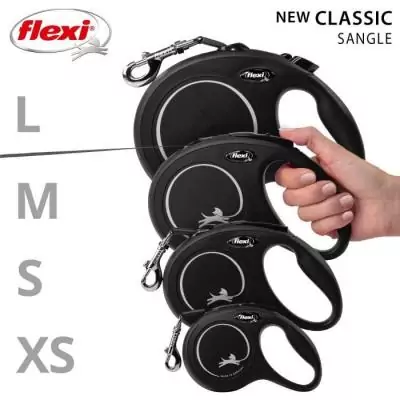 Laisse New Classic L Tape 8 m noir Flexi - Pratique et robuste Laisse New Classic L Tape 8 m noir Flexi - Pratique et robuste