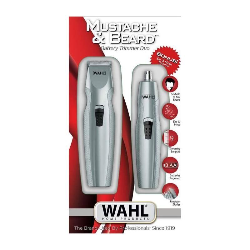 Tondeuse barbe WAHL Mustache & Beard avec tondeuse nez/oreilles
