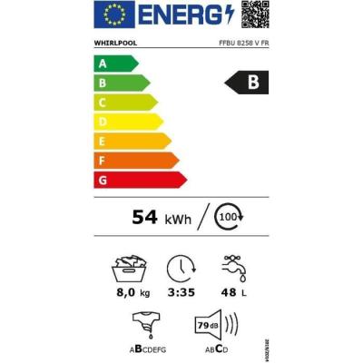Lave-linge hublot WHIRLPOOL FFBU8258VFR - 8 kg - Induction - Classe B