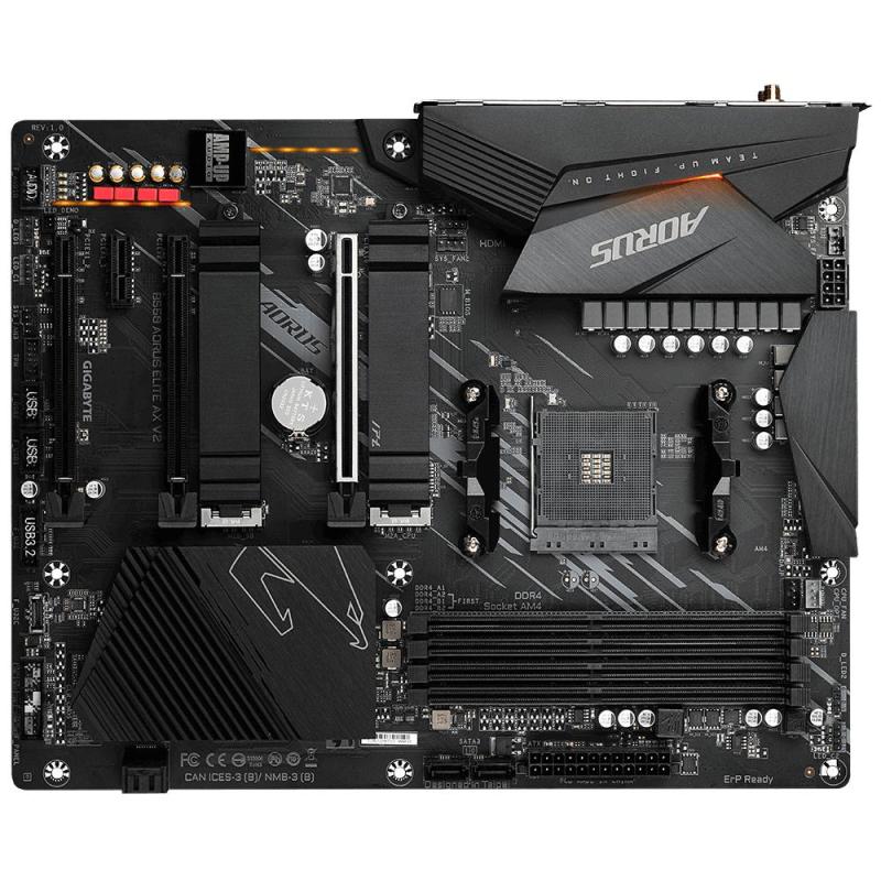 GIGABYTE B550 AORUS ELITE AX V2 Carte mère - Processeurs AMD Ryzen 5000, VRM 12+2 phases, jusqu'à 4733 MHz DDR4, 1xPCIe 4.0 +
