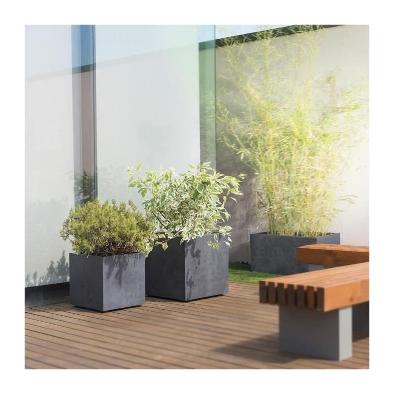 Pot de fleur Cube DEROMA Millennium R Anthracite 49 cm