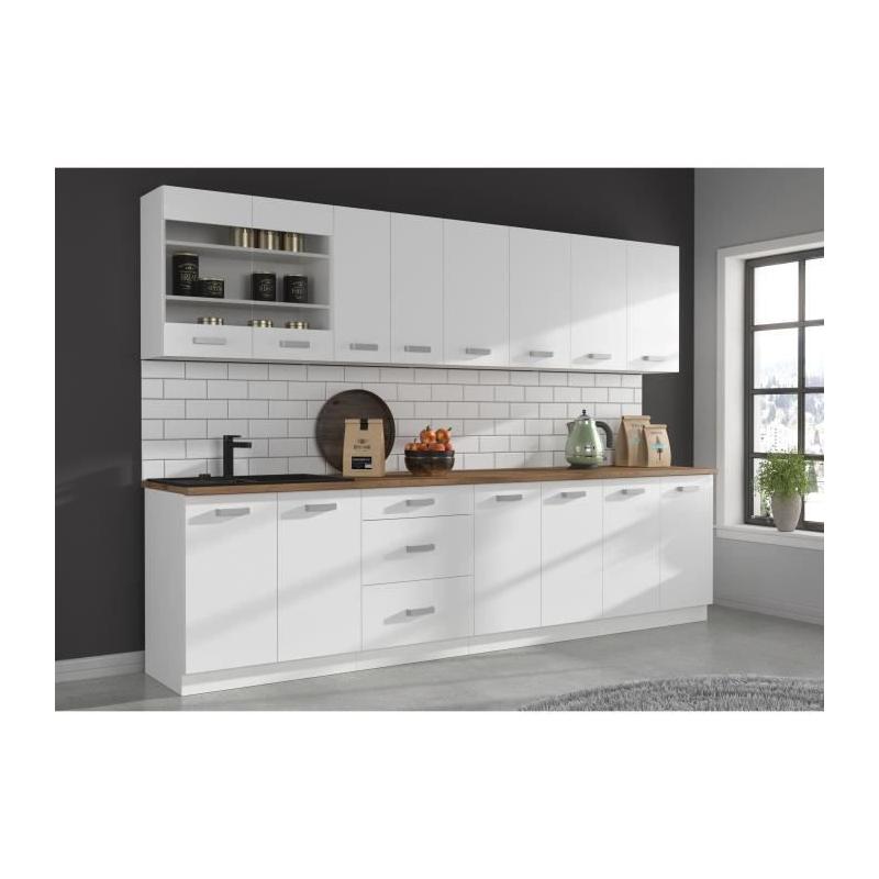 ATLAS Meuble hotte blanc pour cuisine - L60 x P31 x H72 cm