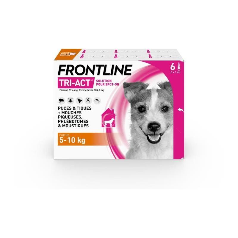 Protégez votre chien de 5 à 10 kg contre les parasites avec FRONTLINE 6 Pipettes Tri-Act