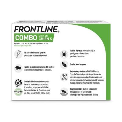 Frontline Combo Chien S - 2 à 10 kg - Élimination puces, tiques et poux