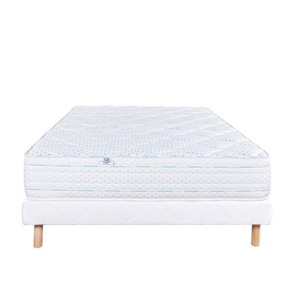 LUXURY LITERIE - Ensemble matelas + sommier - THERMOTEC - 140 x 190 cm - Tapissier - Ferme - Face été/hiver
