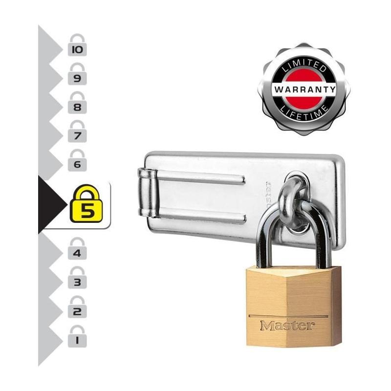 Ensemble Moraillon de Porte et Cadenas à Clé - Sécurité MAX - 140703EURD
