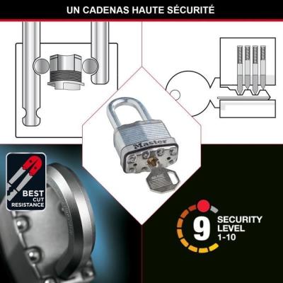 Cadenas Haute Sécurité MASTER LOCK M115EURTRILF - Anti-rouille - Anse M