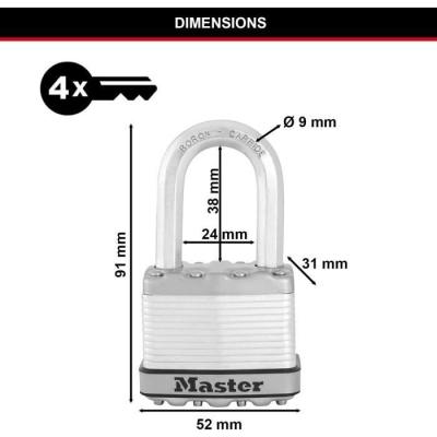 Cadenas Haute Sécurité MASTER LOCK M115EURTRILF - Anti-rouille - Anse M