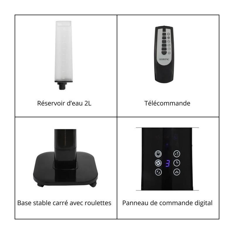Ventilateur brumisateur sur pied 2 en 1 - Ø44 cm - 70 W - Télécommande